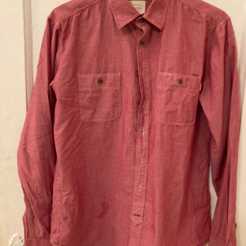 Frank & Oak Red Chambray Button Down Shirt